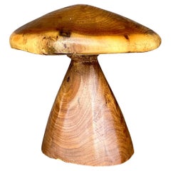 Retro Boho Carved Wooden Mushroom