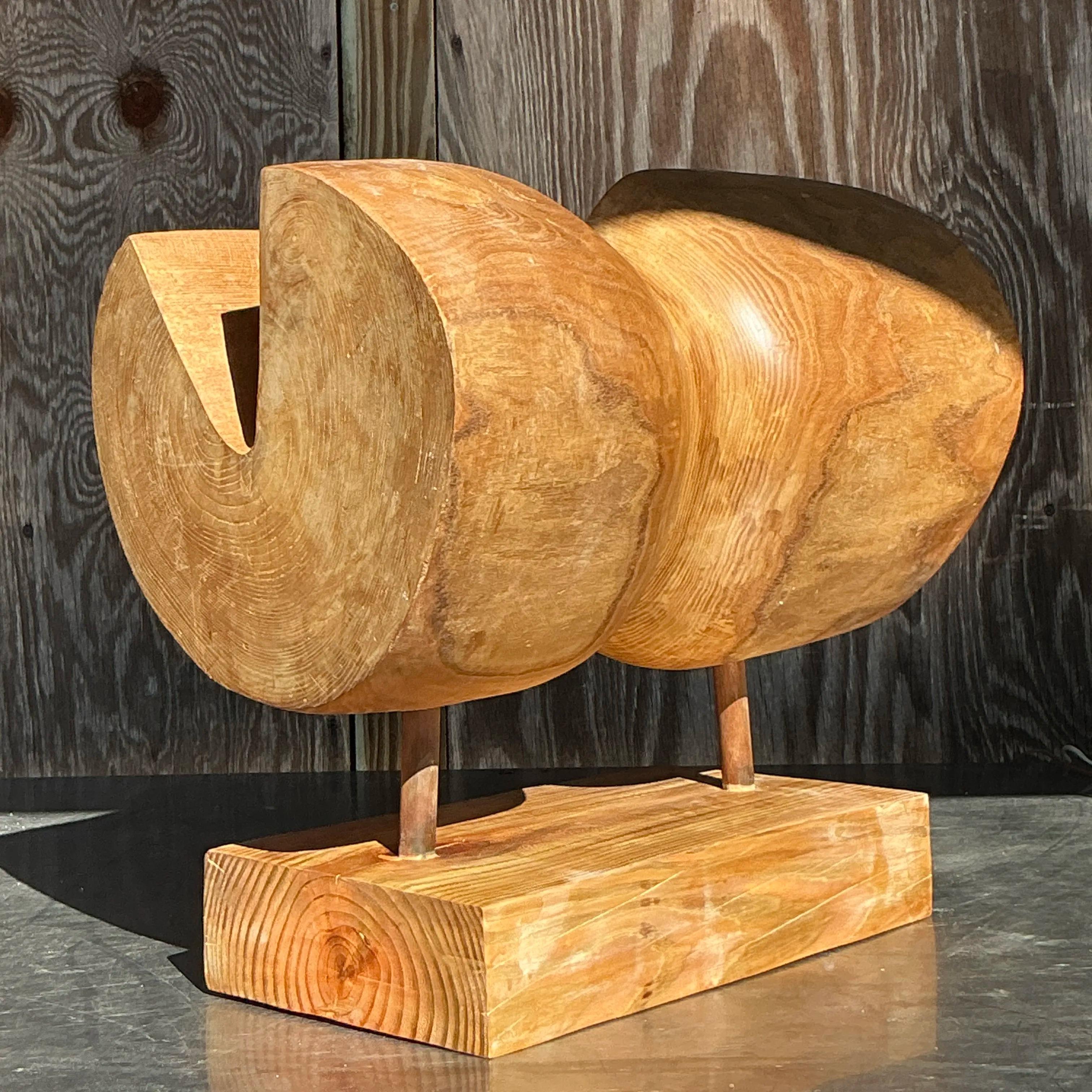 XX secolo Scultura astratta in legno a Z intagliata in stile bohémien vintage in vendita