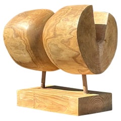 Vintage Boho Carved Z Wood Abstract Sculpture