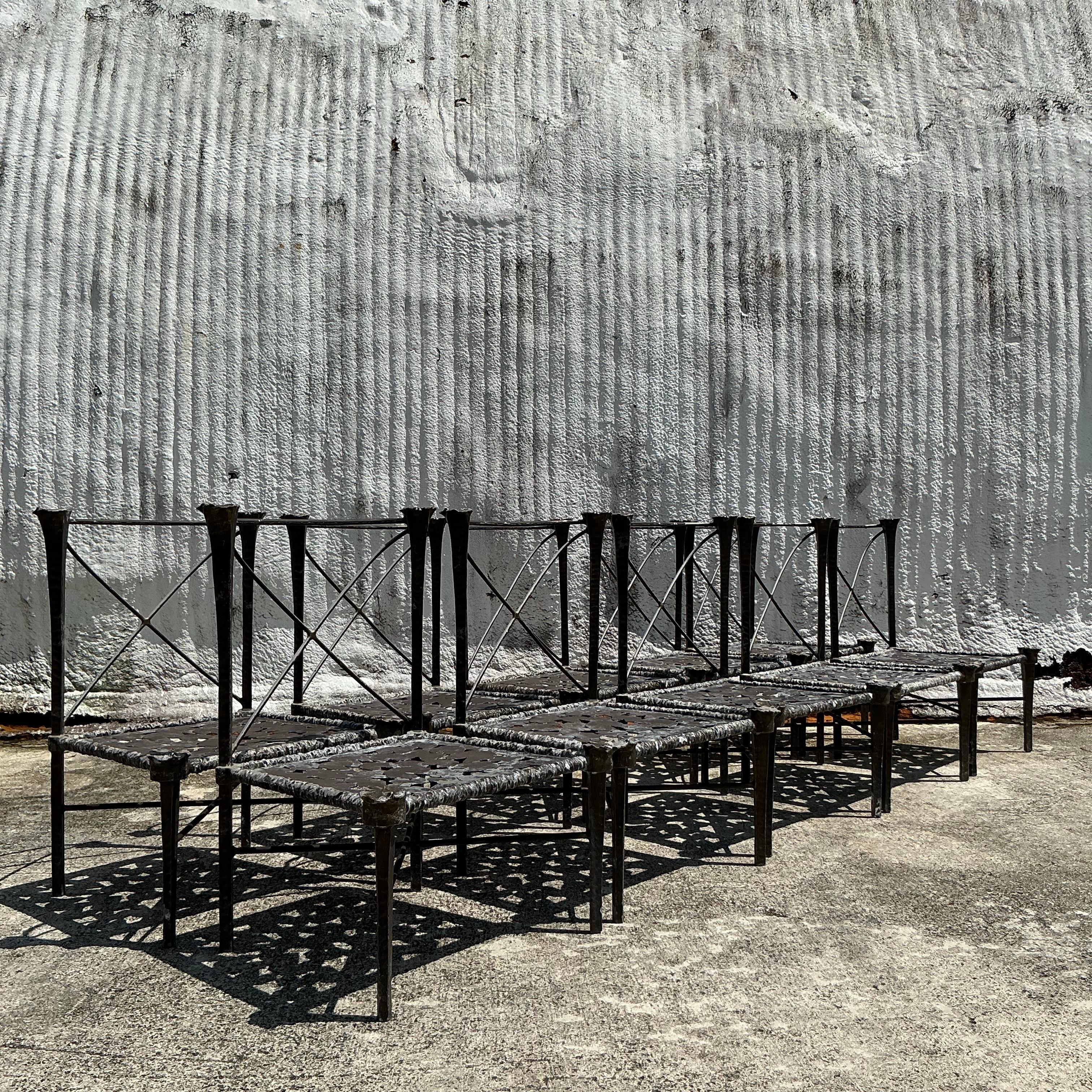 Elevate your dining experience with this stunning Set of 10 Vintage Boho Cast Aluminum 
