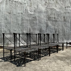 Vintage Boho Cast Aluminum “Arcadia”Chairs After Michael Taylor - Set of 10