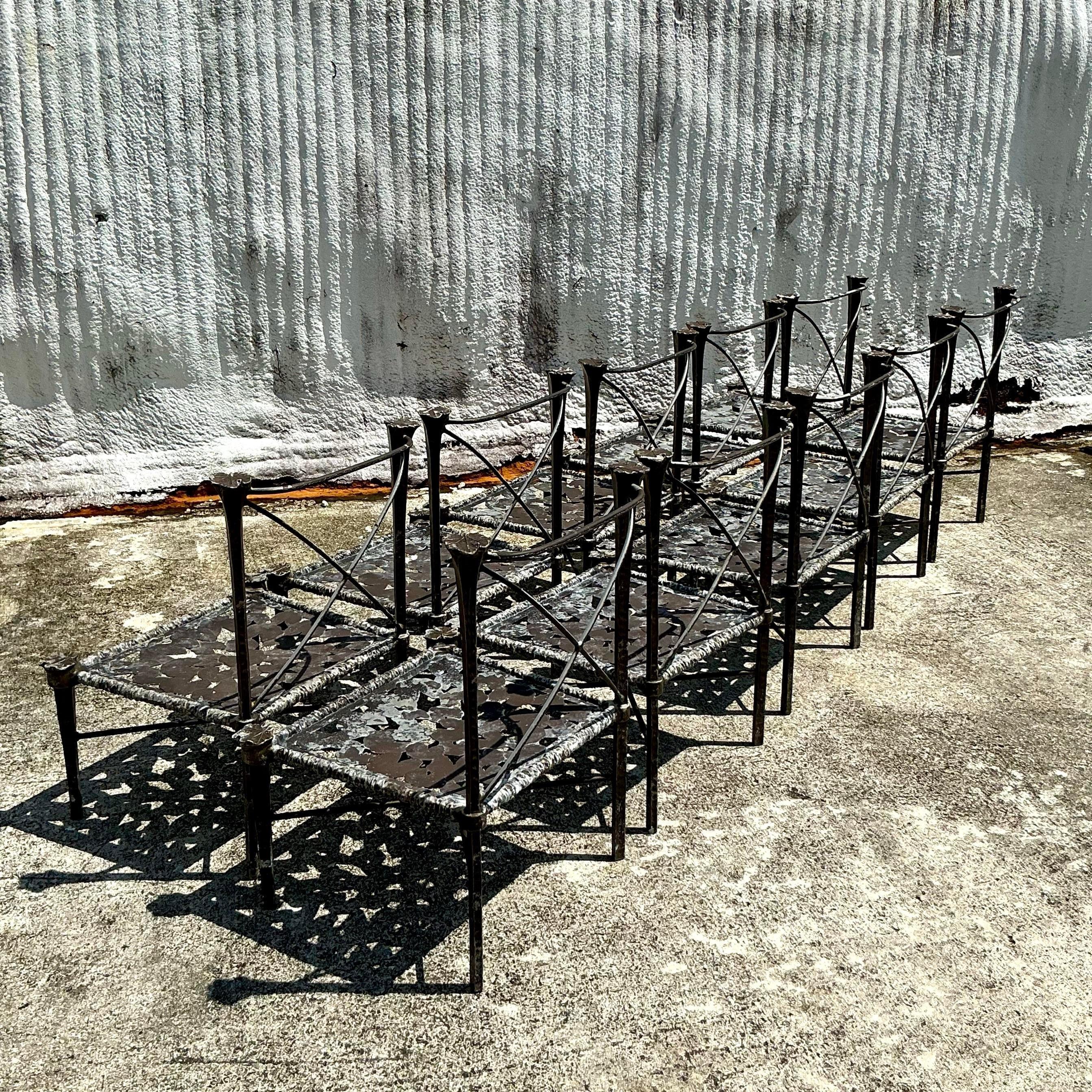 Vintage Boho Cast Aluminum “Arcadia”Chairs After Michael Taylor - Set of 10 4