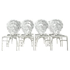 Vintage Boho Cast Aluminum Banana Leaf Dining Chairs - Set of 8