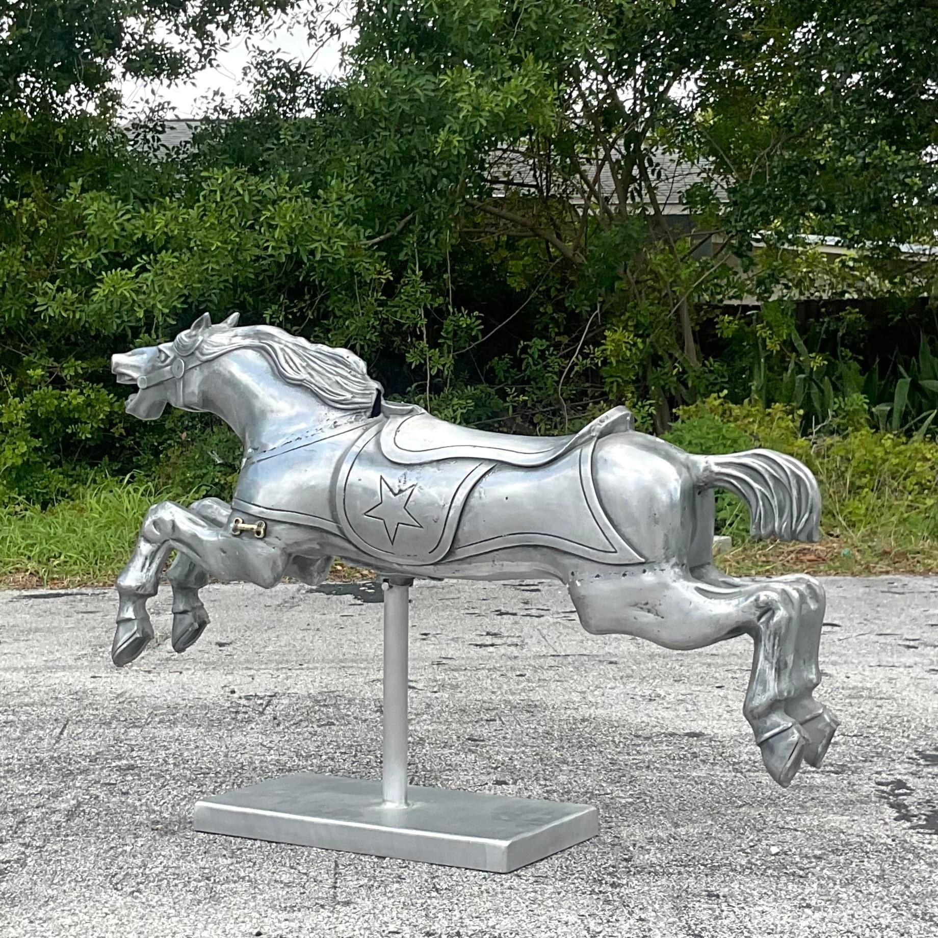 Américain Cheval de carrousel Vintage Boho en fonte d'aluminium