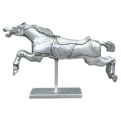 Vintage Boho Cast Aluminum Carousel Horse