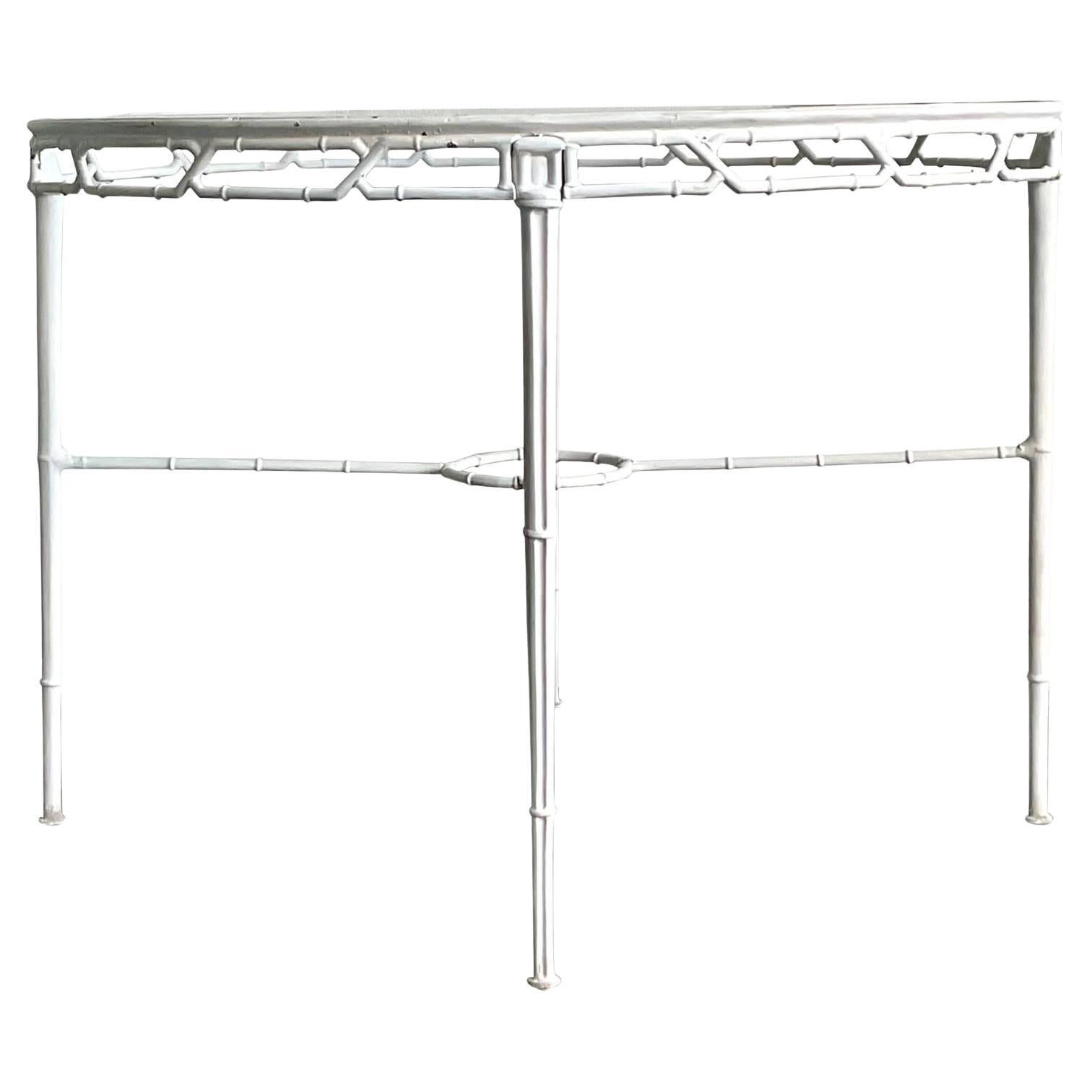 Vintage Boho Cast Aluminum Dining Table After Brown Jordan For Sale