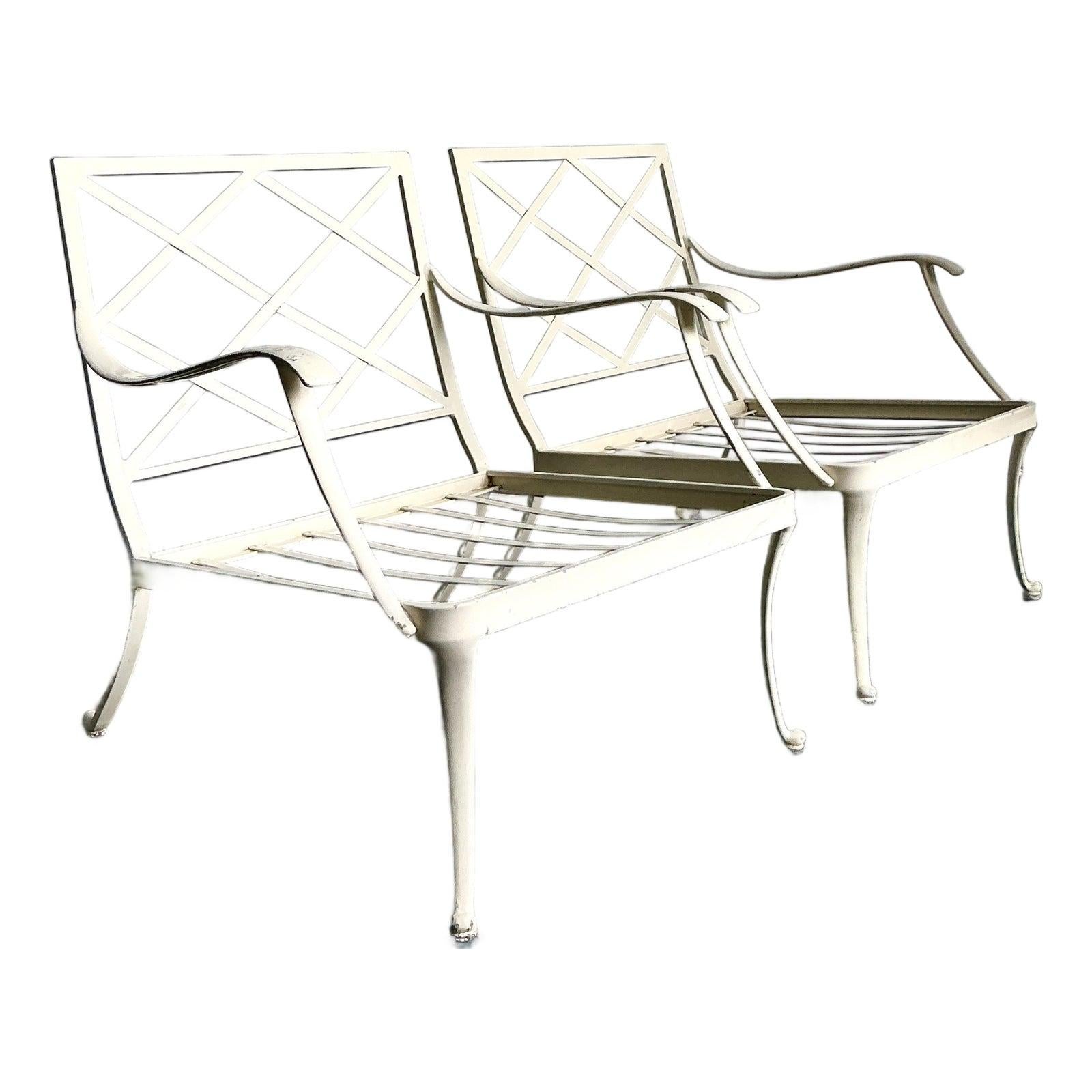 Vintage Boho Cast Aluminum “Florentine” Lounge Chairs After Brown Jordan