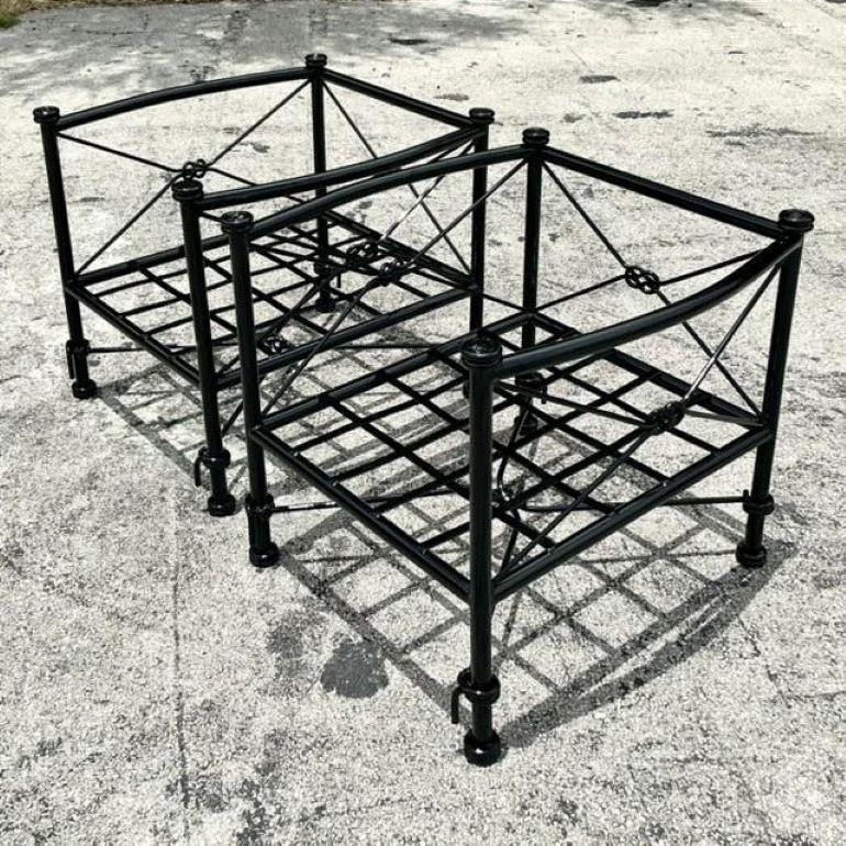 American Vintage Boho Cast Aluminum Knot Lounge Chairs - a Pair