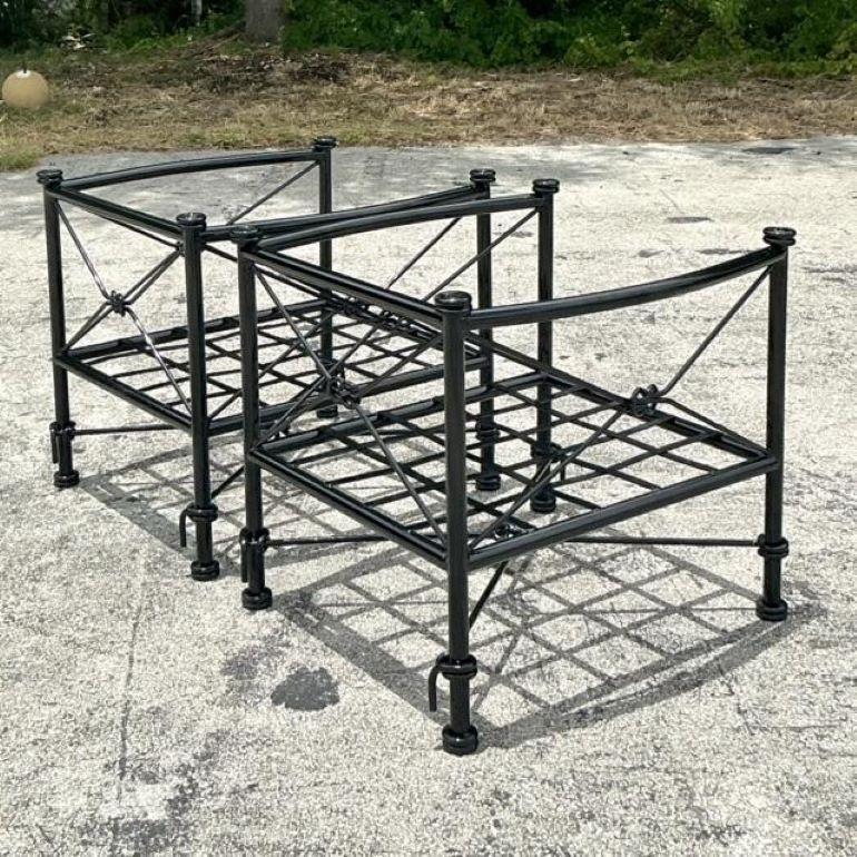 20th Century Vintage Boho Cast Aluminum Knot Lounge Chairs - a Pair