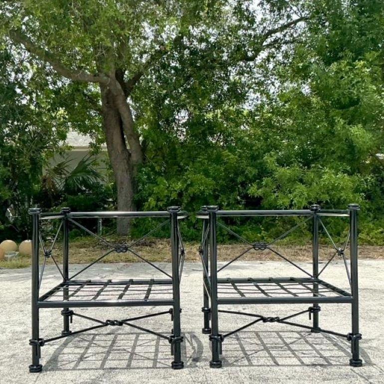 Vintage Boho Cast Aluminum Knot Lounge Chairs - a Pair 1