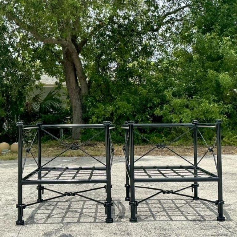 Vintage Boho Cast Aluminum Knot Lounge Chairs - a Pair 2