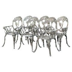 Vintage Boho Cast Aluminum Lotus Chairs - Set of 6