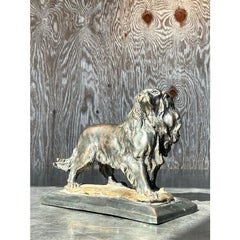 Vintage Boho Cast Bronze Dog Sculpture