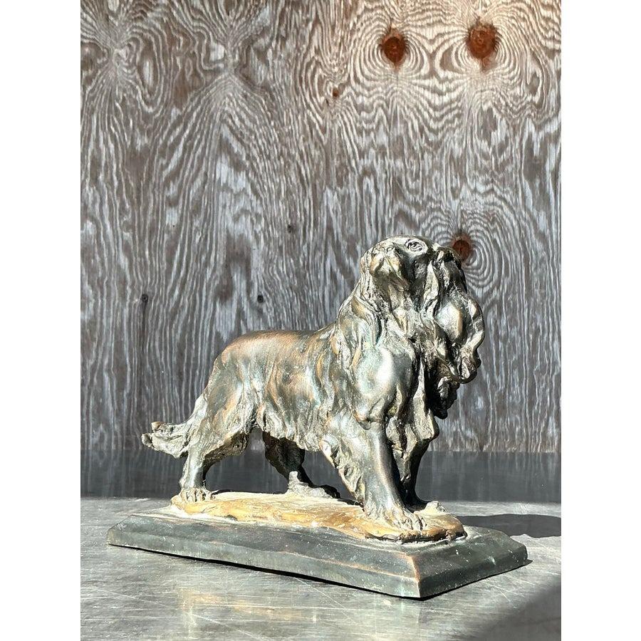 Escultura Vintage Boho de Bronce Fundido para Perro Rústico en venta