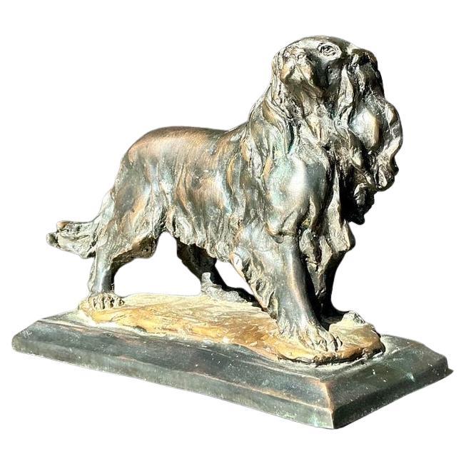 Vintage Boho Cast Bronze Dog Sculpture