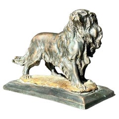 Vintage Boho Cast Bronze Dog Sculpture