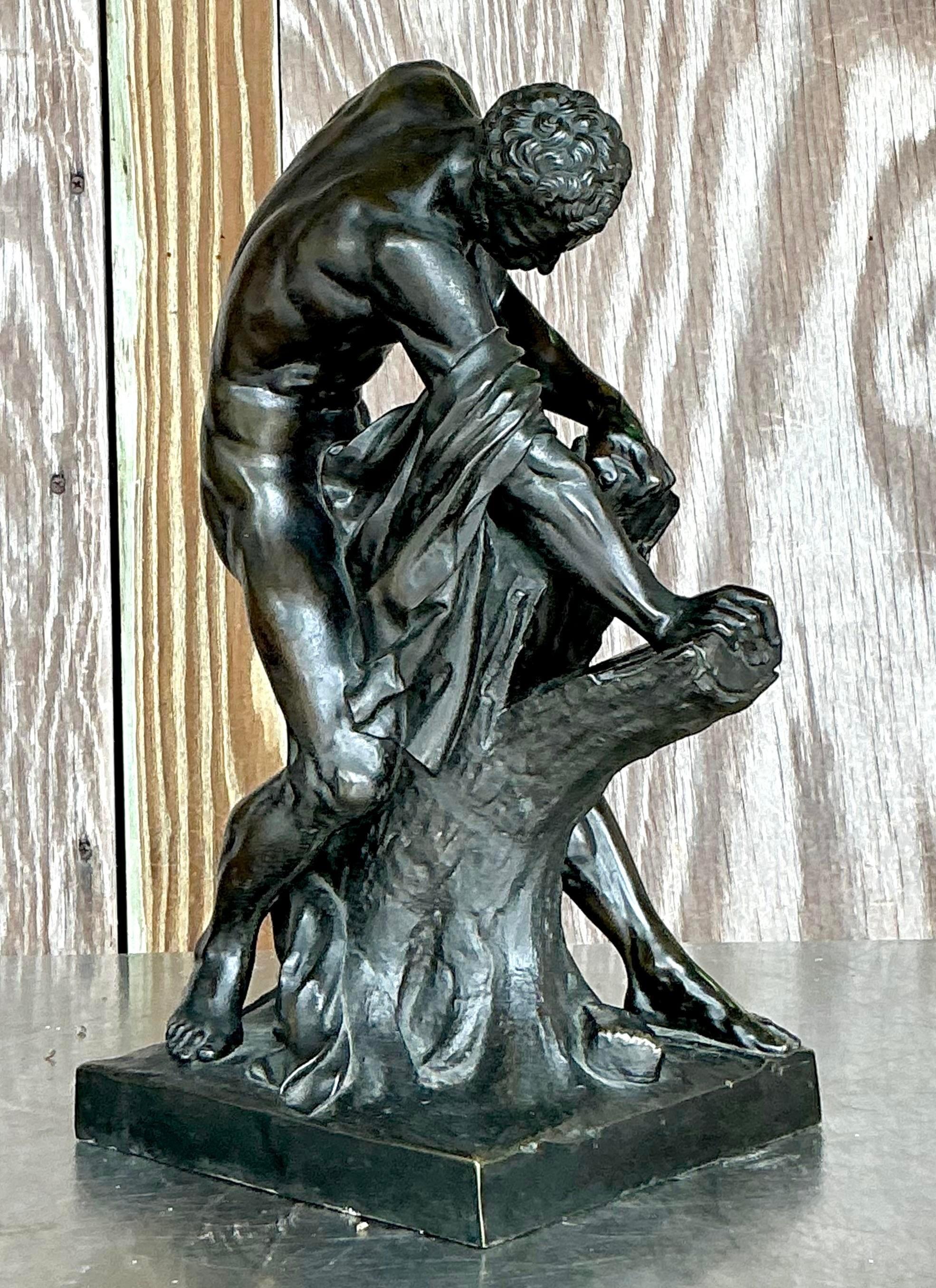 Escultura vintage boho de bronce fundido Milo de Croton Italiano en venta