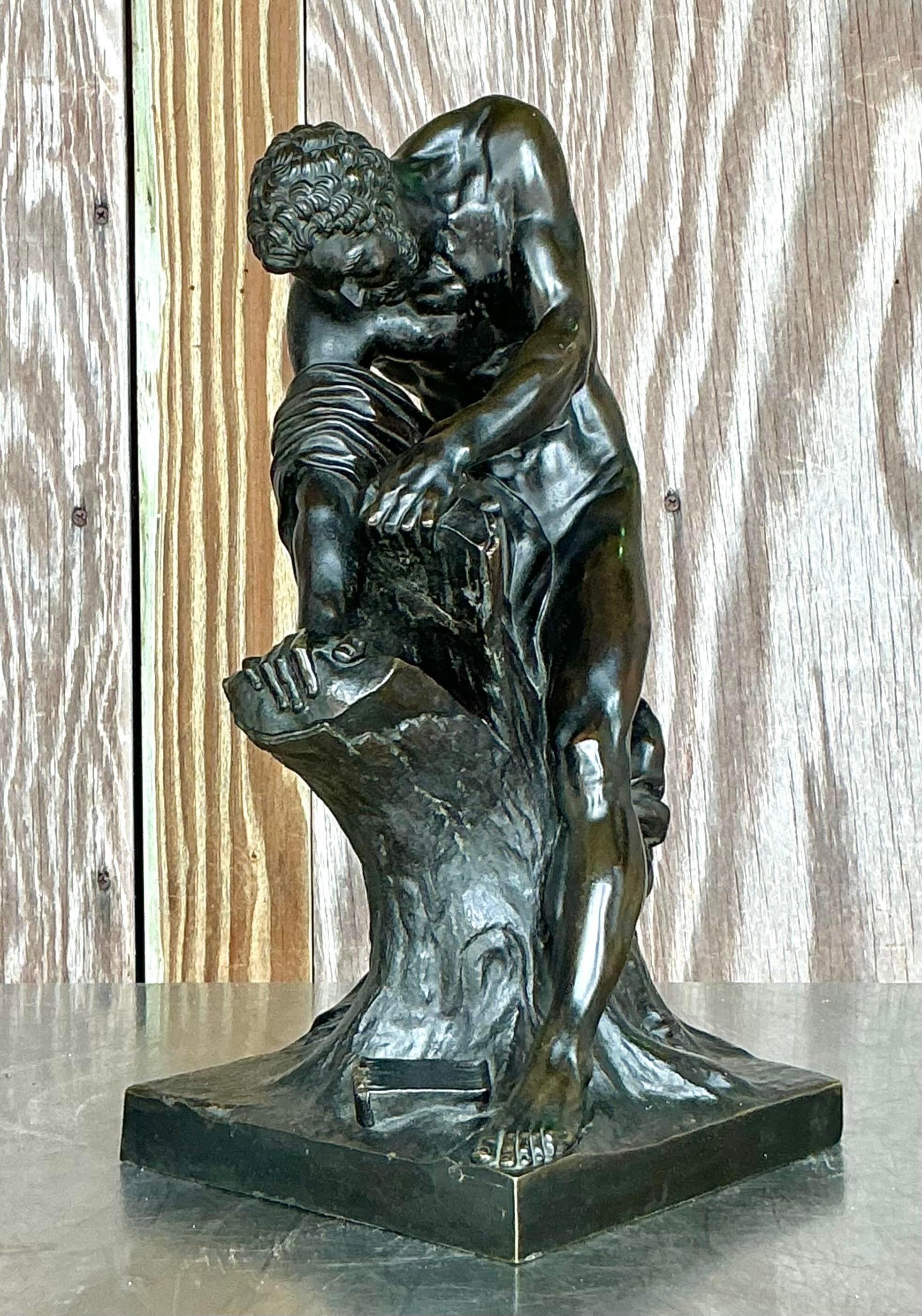 Escultura vintage boho de bronce fundido Milo de Croton siglo XX en venta
