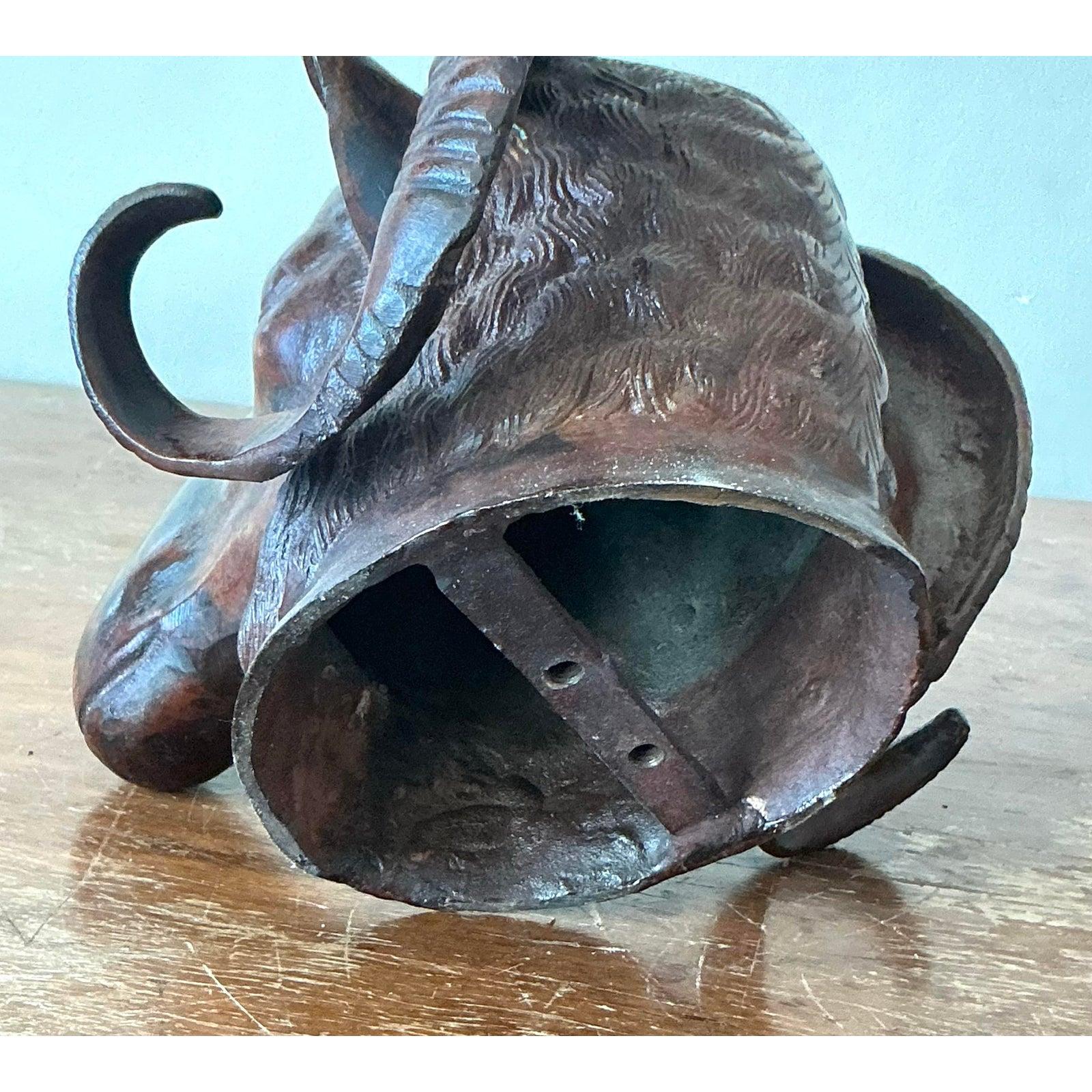 Testa di Rams in bronzo fuso vintage Boho in vendita 3