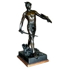 Vintage Boho Cast Bronze Sculpture of Soldier