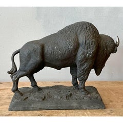 Vintage Boho Cast Buffalo Statue