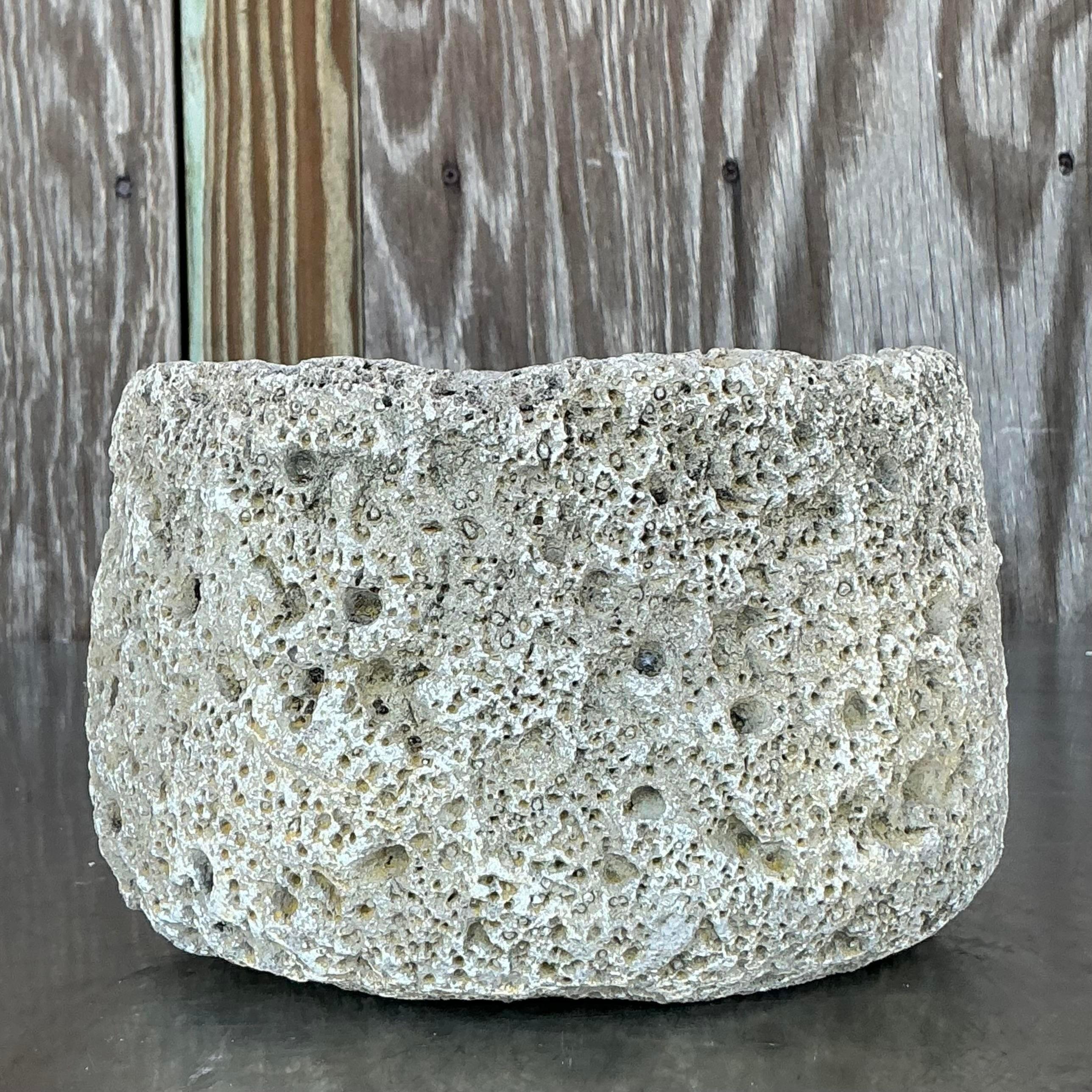 Jardinera Cráter de Cemento Fundido Vintage Boho Estadounidense en venta