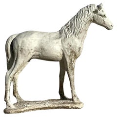 Vintage Boho Cast Cement Horse Statue