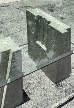 Vintage Boho Cast Concrete Dining Table