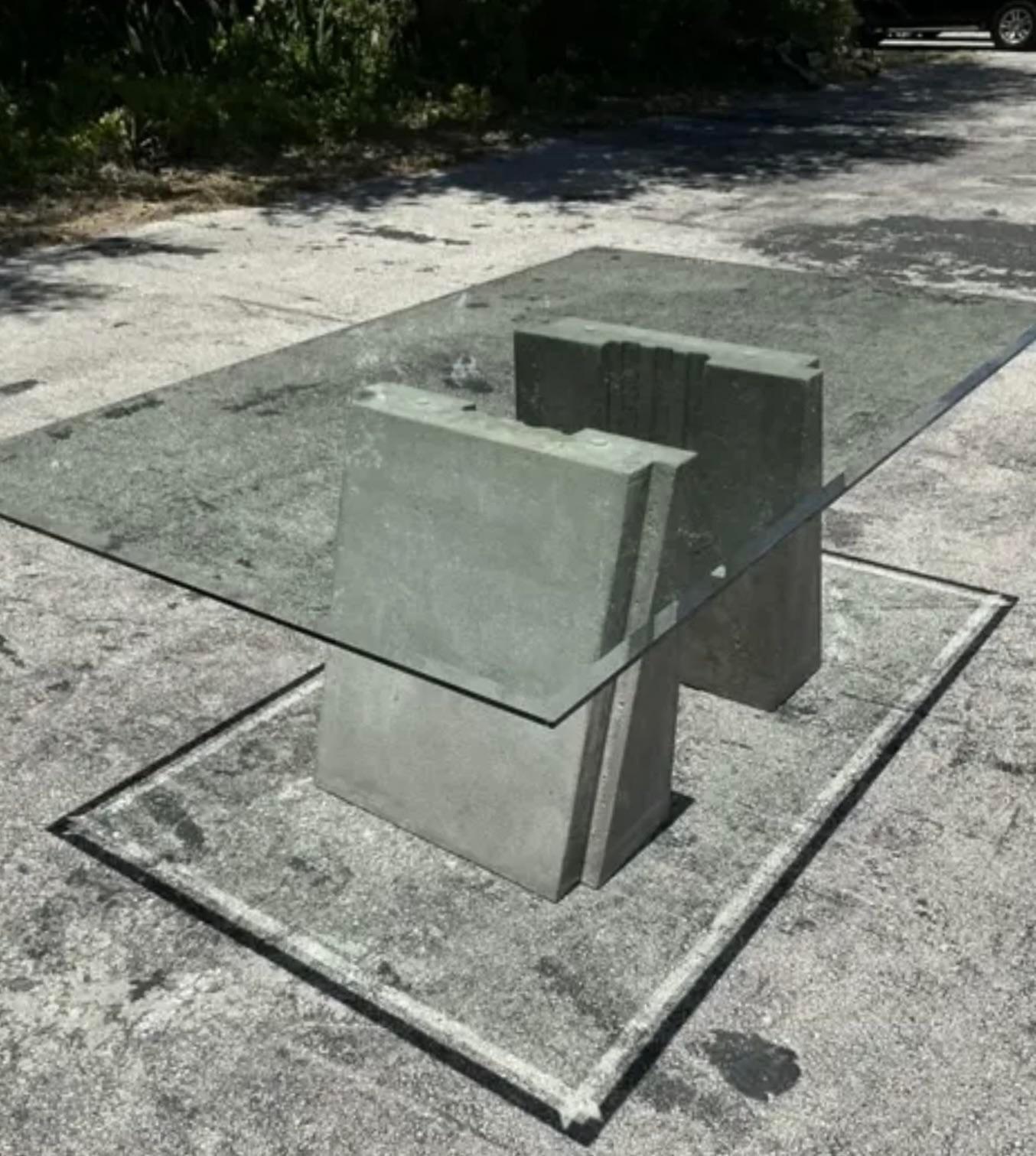 Post-Modern Vintage Boho Cast Concrete Dining Table For Sale