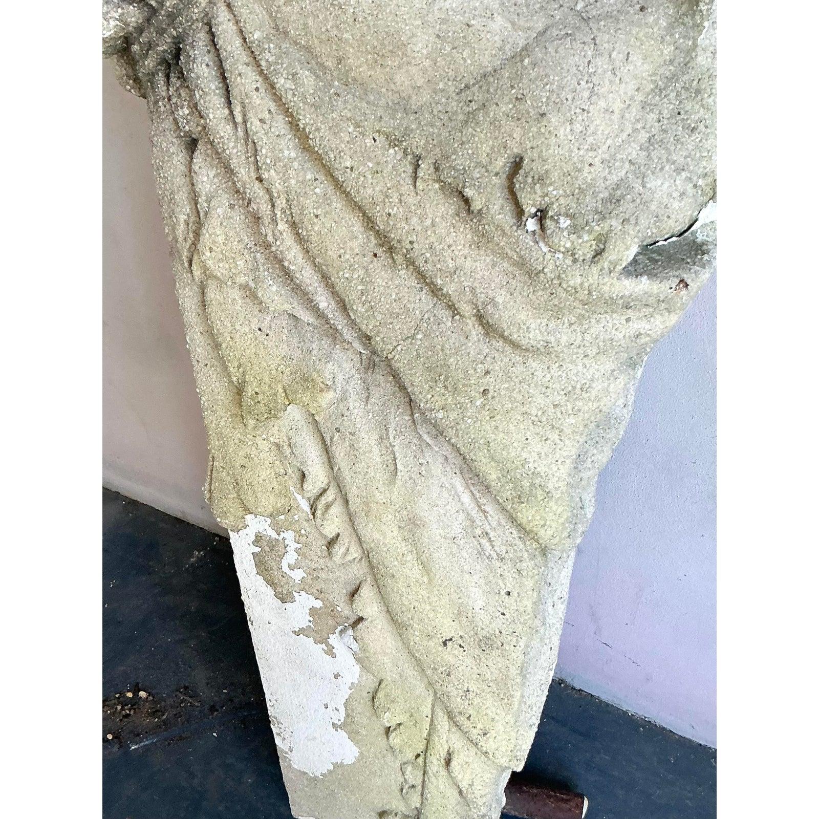 American Vintage Boho Cast Concrete Figure of Pan For Sale