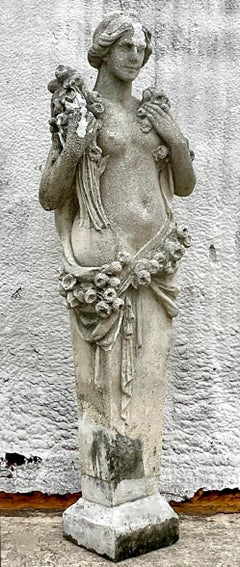 Statua vintage Boho in cemento fuso Four Seasons "Primavera