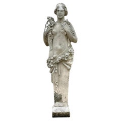 Antique Boho Cast Concrete Four Seasons “Spring” Statue