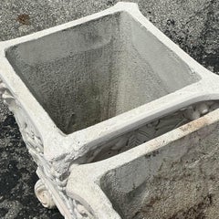 Vintage Boho Cast Concrete Grape Vine Planter - a Pair