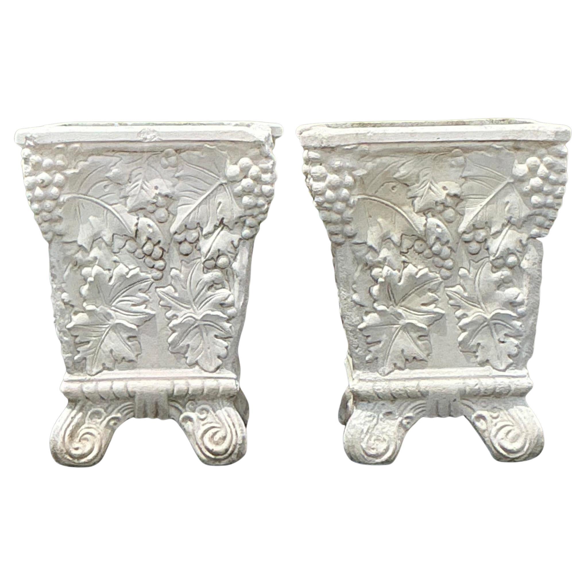 Vintage Boho Guss Beton Weinrebe Pflanzer - ein Paar