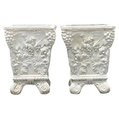 Vintage Boho Guss Beton Weinrebe Pflanzer - ein Paar