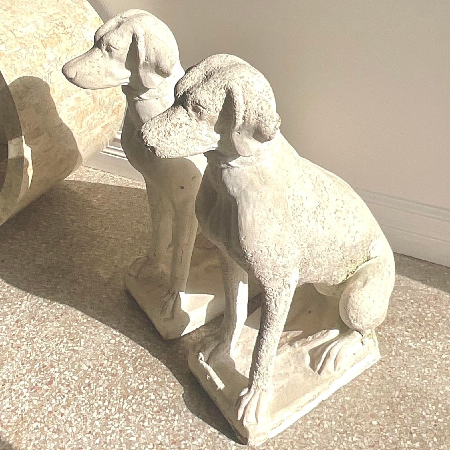 Vintage Boho Cast Concrete Guard Dogs - a Pair For Sale 3