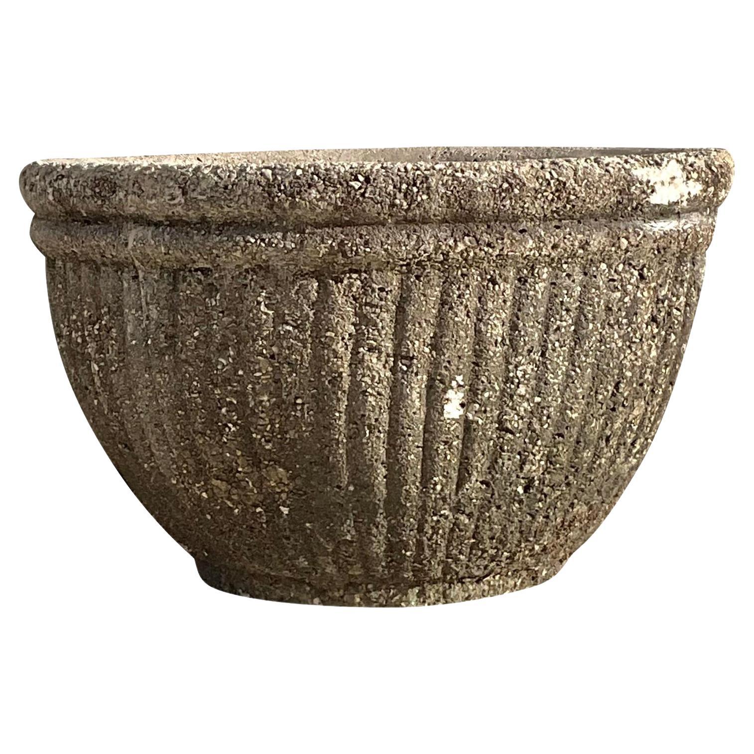 Vintage Boho Cast Concrete Ribbed Planter