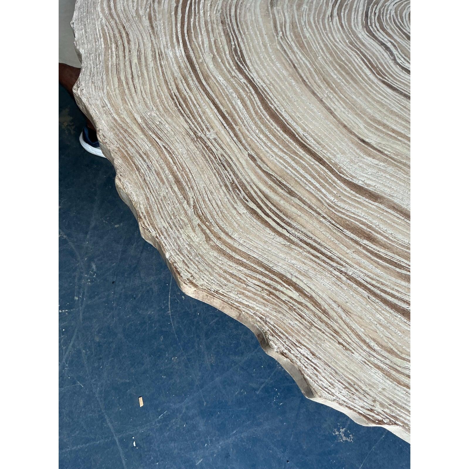 Vintage Boho Cast Concrete Tree Slab Table For Sale 2