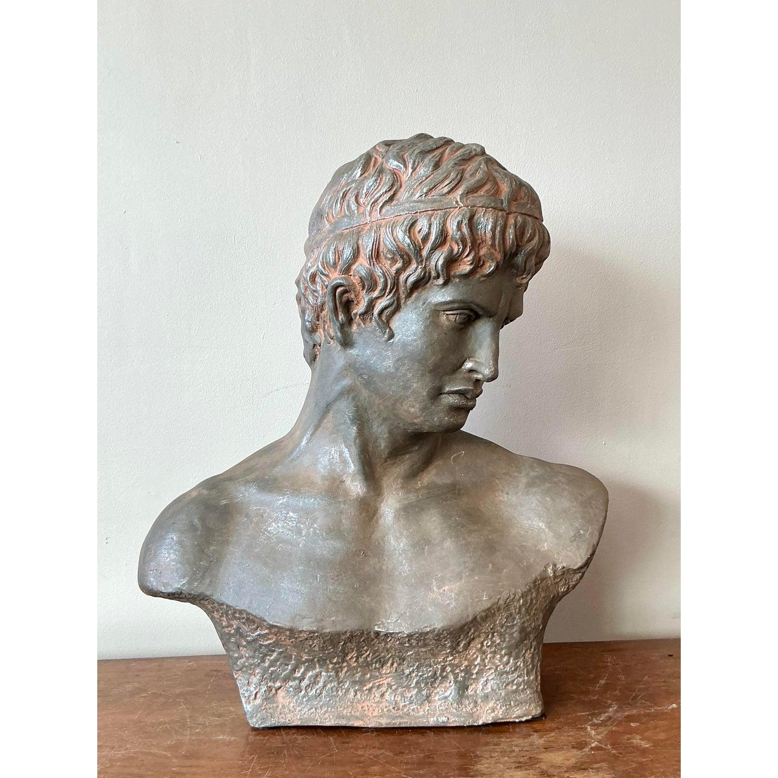 Americano Busto in gesso di uomo vintage in stile bohémien in vendita
