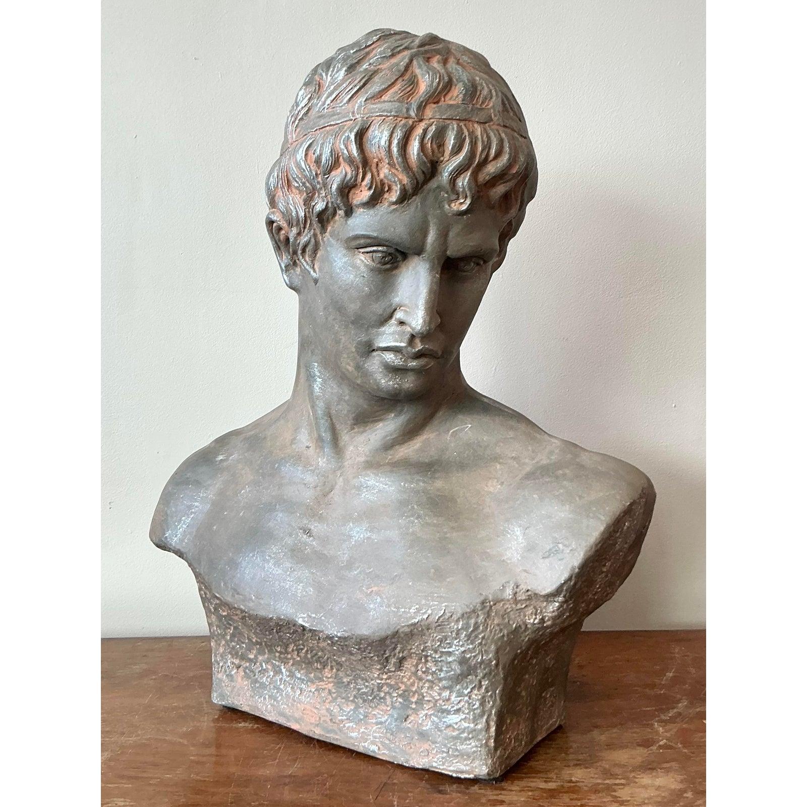 XX secolo Busto in gesso di uomo vintage in stile bohémien in vendita
