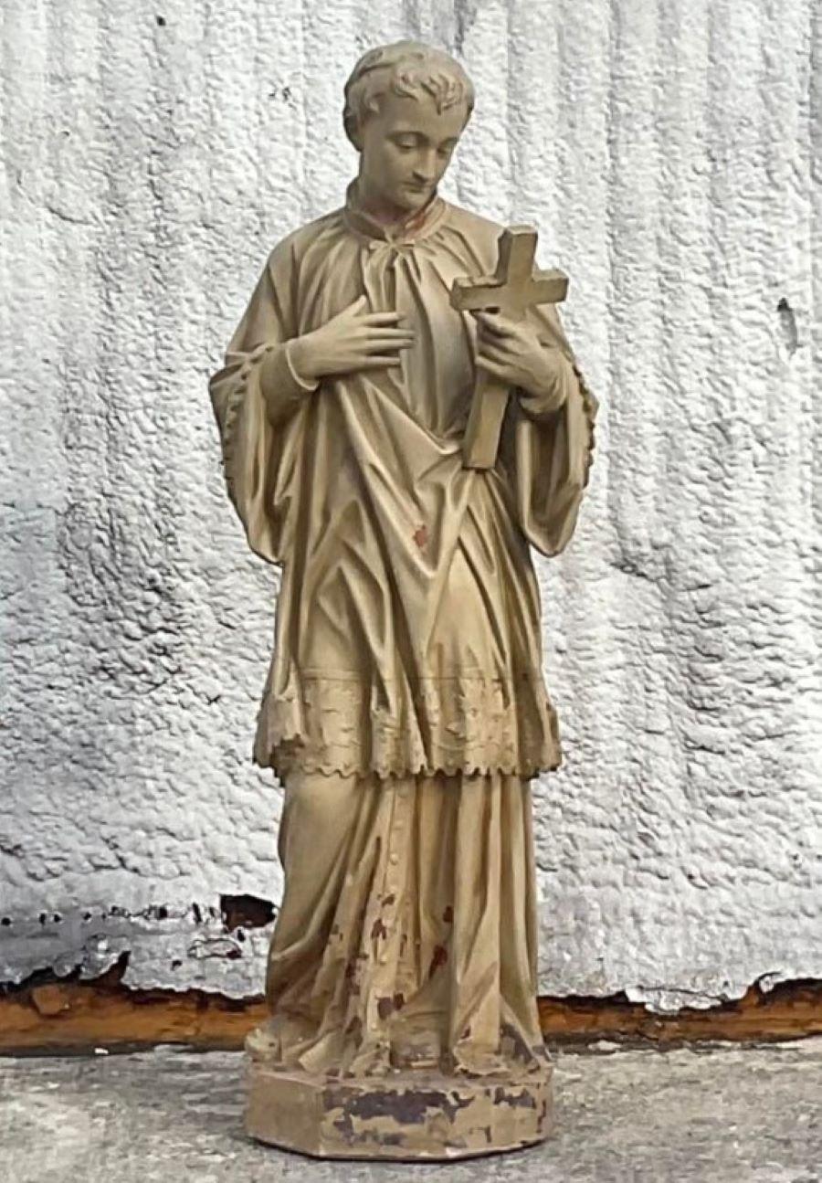 Gegossene Gipsstatue des Heiligen Aloysius Gonzaga aus dem frühen 20. Jahrhundert (Nordamerikanisch) im Angebot