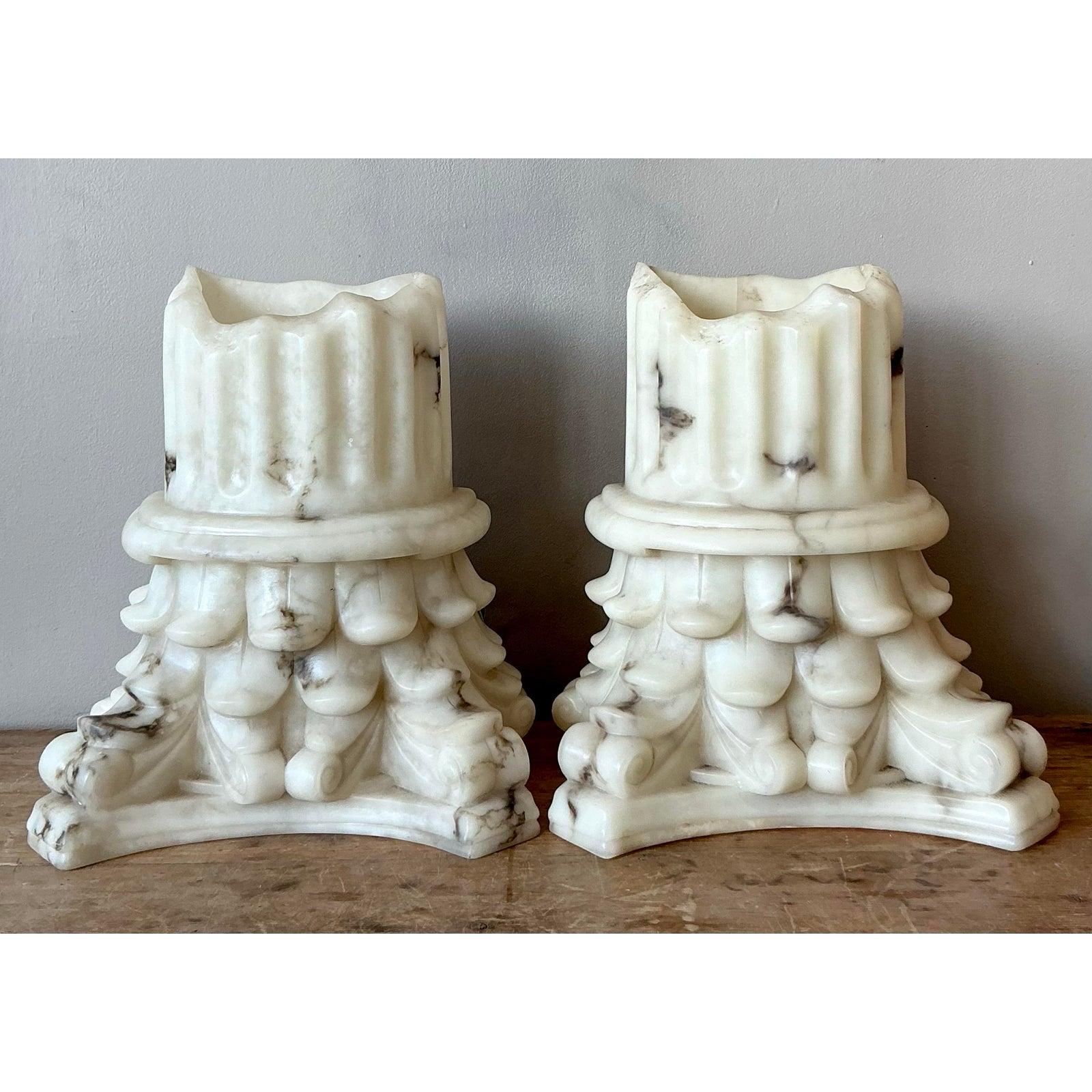 Vintage Boho Cast Resin Column Sconce - A Pair For Sale 4