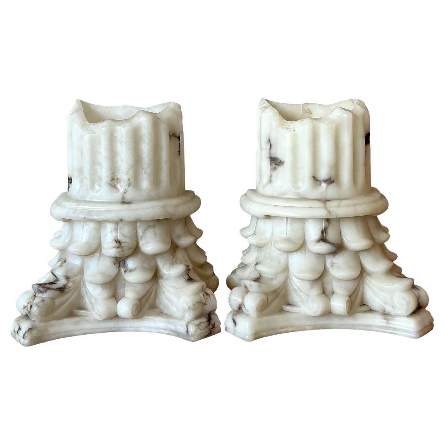 Vintage Boho Cast Resin Column Sconce - A Pair For Sale