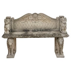 Vintage Boho Cast Stone Bench