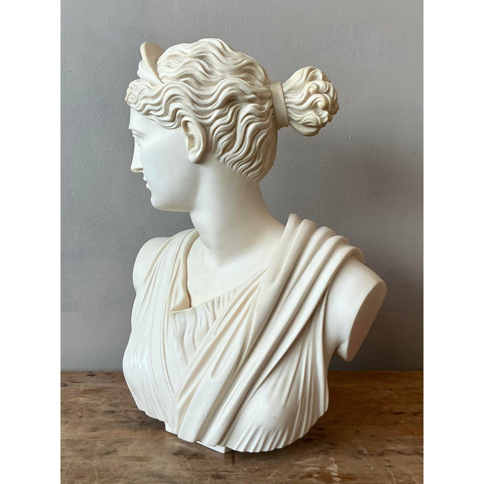Greco classico Busto di Artemis Diana in pietra fusa vintage Boho in vendita