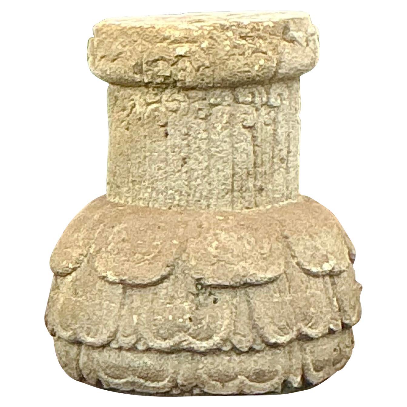 Vintage Boho Cast Stone Pedestal