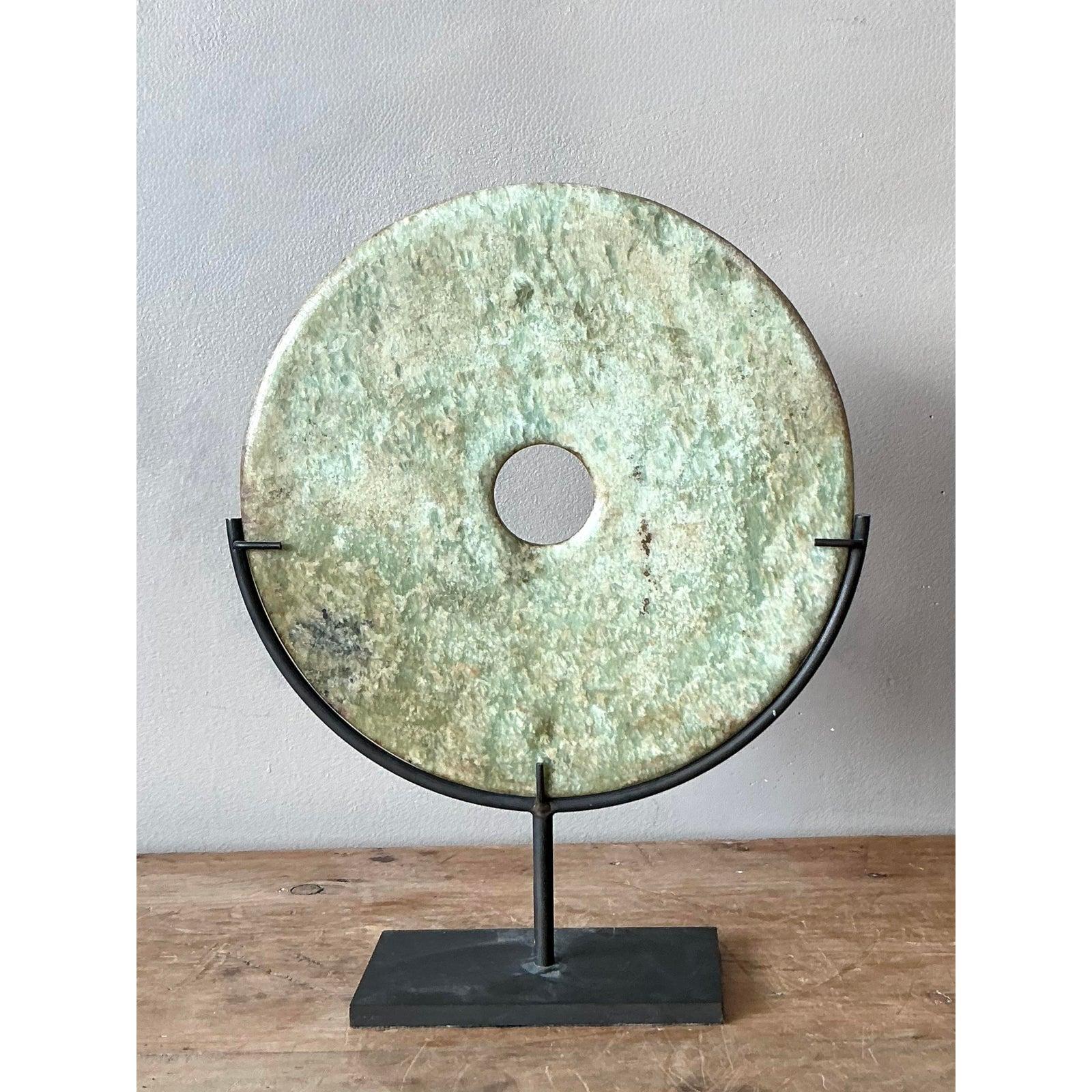 Organico moderno Vintage A. Stone Celadon Bi Disc in vendita