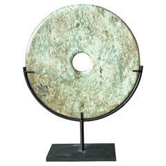 Vintage Boho Celadon Stone Bi Disc