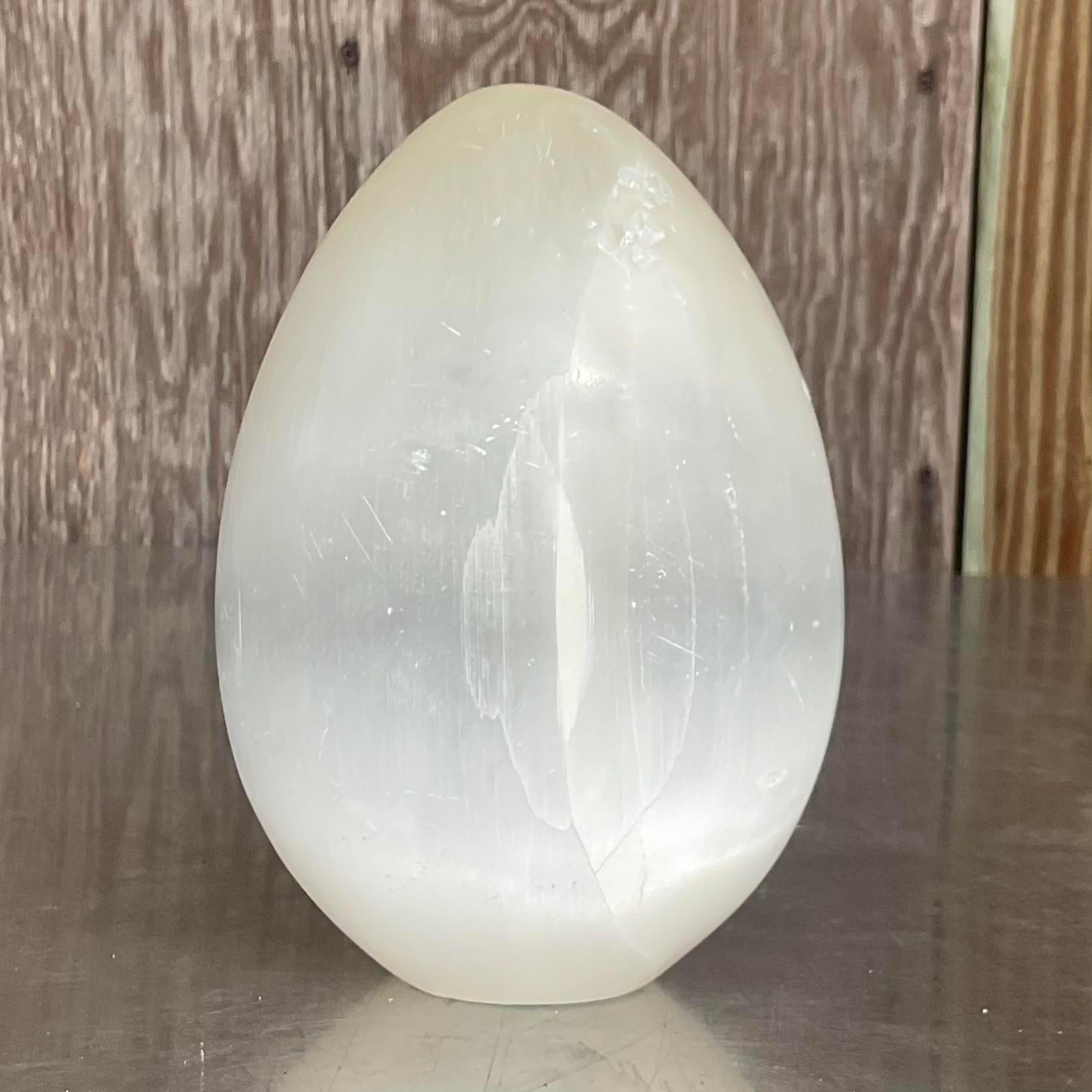 Bohemian Vintage Boho Celestine Stone Egg For Sale