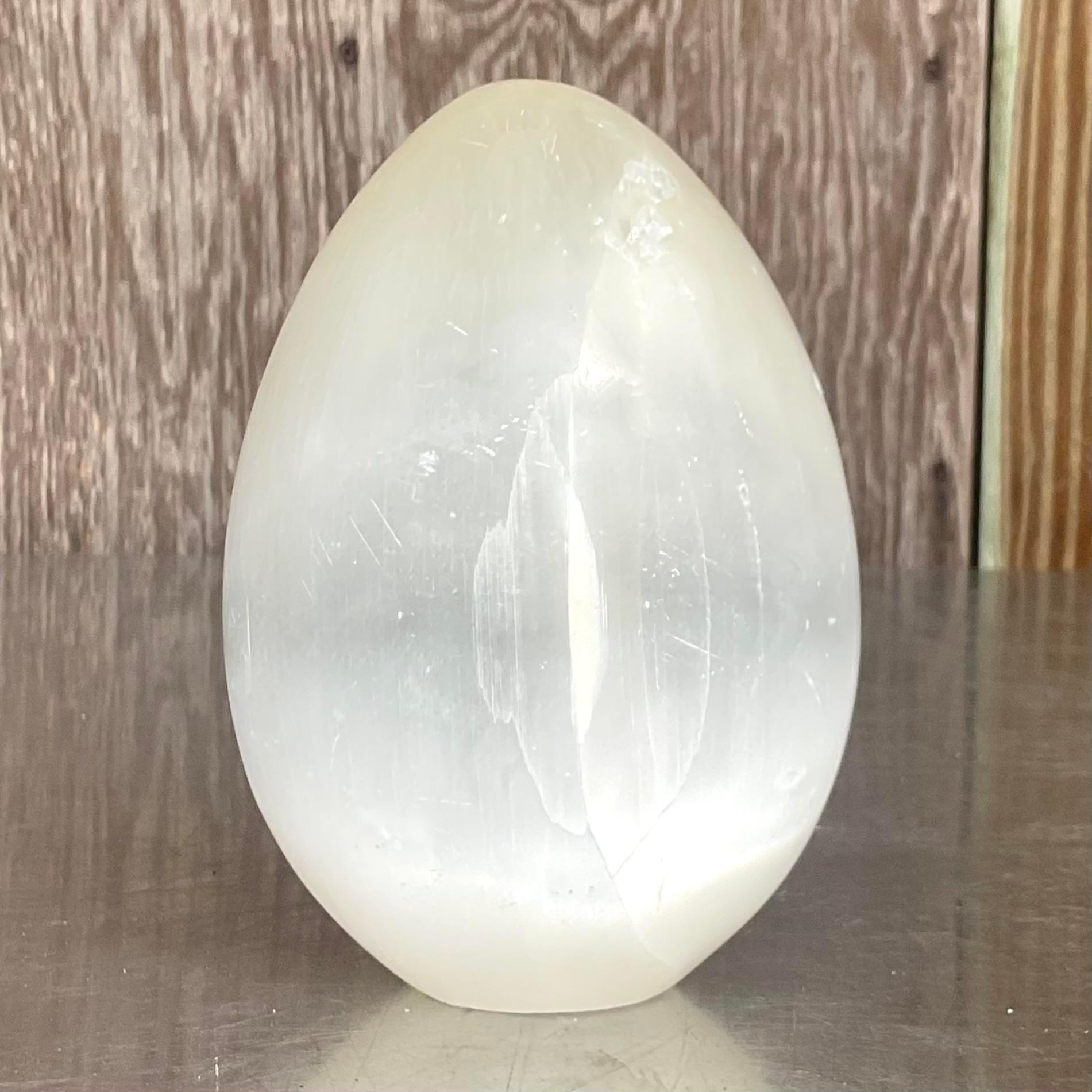 North American Vintage Boho Celestine Stone Egg For Sale